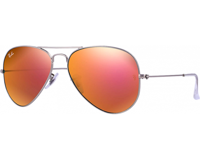 Ray-Ban Aviator Classic Flash Lens RB3025 Matte Silver Brown Pink - RB3025 Sunglasses -