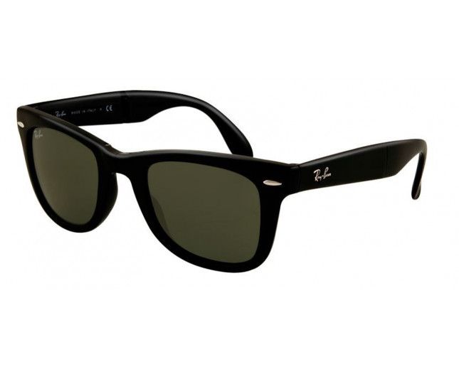 Ray Ban Wayfarer Classic Pliables Black Crystal Green
