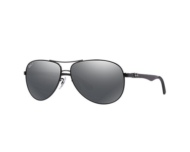 Ray-Ban Aviator Tech Carbon Fibre Shiny Black Grey Mirror Black Polar -  RB8313 002/K7 - Sunglasses - IceOptic