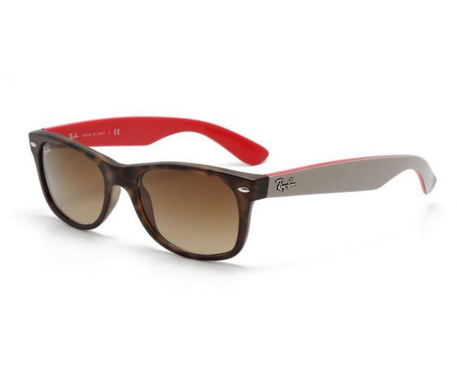 Ray Ban New Wayfarer Matte Havana Brown Gradient Dark Brown RB2132 6181 85 Lunettes de soleil IceOptic