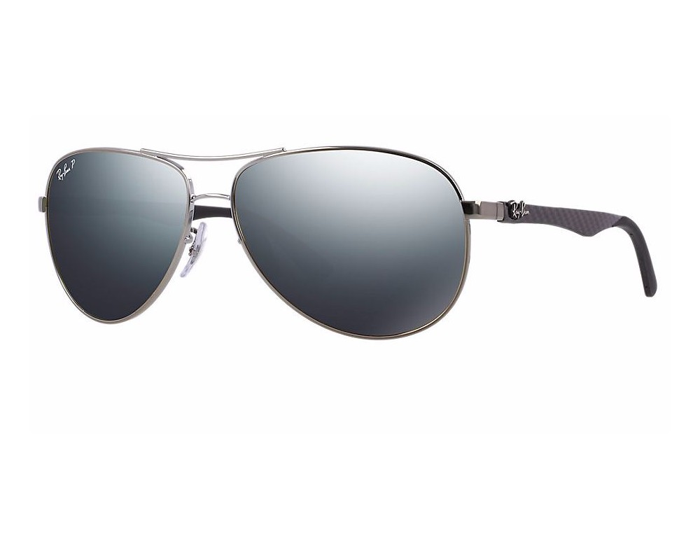 Ray-Ban Aviator Tech Carbon Fibre Shiny Gunmetal Blue Mirror Silver ...