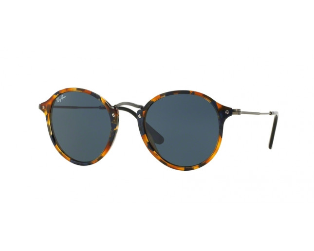 Ray Ban Round Fleck Spotted Blue Havana Cystal Grey RB2447 1158 R5 Sunglasses IceOptic