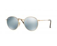 Ray-Ban Round Metal Shiny Gold Crystal Grey Flash