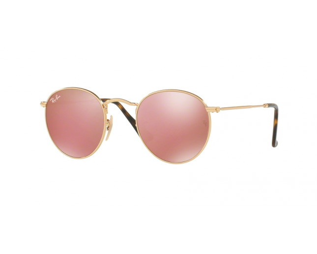 Ray-Ban Round Metal Shiny Gold Crystal Copper Flash