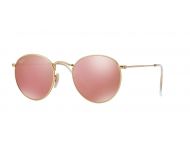 Ray-Ban Round Metal Matte Gold Brown Mirror Pink