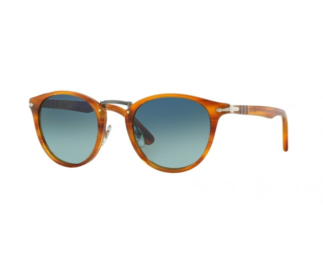 Persol Typewriter Edition Striped Brown Polarized Blue Faded