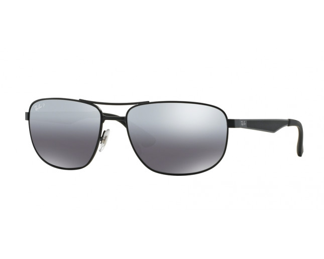 Ray-Ban RB3528 Matte Black Plastic Grey Mirror Silver Gradient Polar