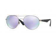 Ray-Ban RB3536 Matte Silver Plastic Green Mirror Lilac