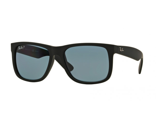 black ray bans with blue lenses