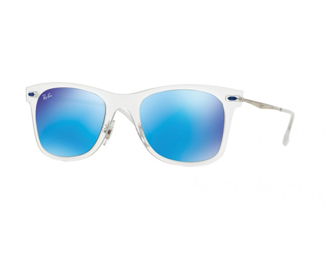 Ray Ban Wayfarer Light Ray RB4210 Matte Transparent Blue Mirror RB4210 646 55 ICE Sunglasses IceOptic