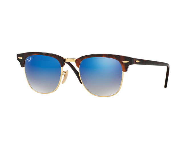 Ray-Ban Clubmaster Shiny Red Havana Crystal Blue Flash Gradient