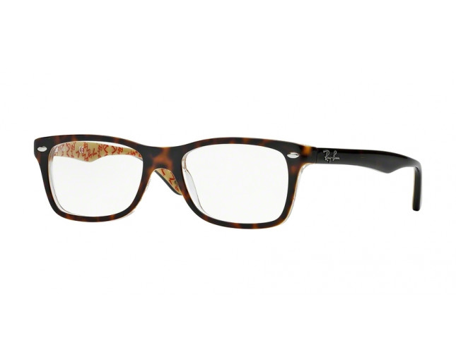 Ray-Ban RX5228 Top Dark Havana On Beige Text