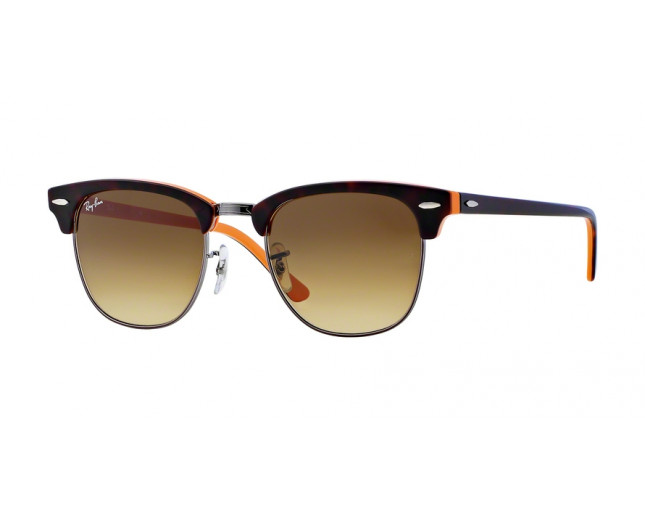 Ray Ban Clubmaster Top Dark Havana On Orange Gunmetal Crystal Brown Gradient Dark Brown Rb3016 1126 85 Ice Sunglasses Iceoptic