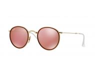 Ray-Ban Round Metal Pliantes Gold Brown Mirror Pink