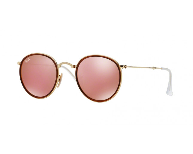 ray ban round folding gold