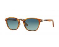 Persol Typewriter Edition Striped Brown Light Blue Gradient Blue Polarized