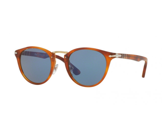 Persol Typewriter Edition Striped Brown Polarized Blue Faded