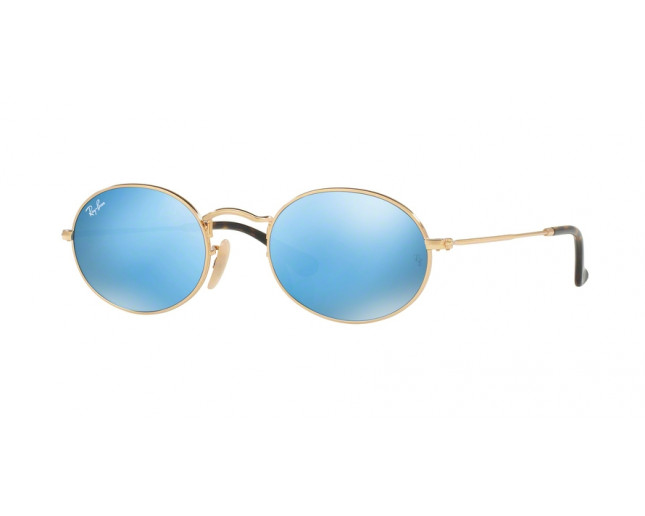 Ray-Ban Oval Metal Shiny Gold Crystal Light Blue Flash