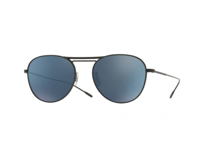 Oliver Peoples Cade Matte Black Teal Blue Mirror