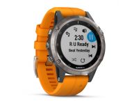 Garmin Fénix 5 Plus HR Titane Sapphire noire avec bracelet orange vif