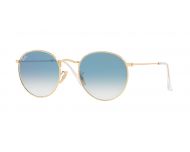 Ray-Ban Round Metal Shiny Gold Crystal Light Blue Flash