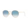 Ray-Ban Round Metal Shiny Gold Crystal Light Blue Flash
