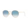 Ray-Ban Round Metal Shiny Gold Crystal Light Blue Flash