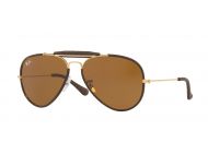 Ray-Ban Craft Outdoorsman RB3422Q Arista/Light Brown Leather Crystal Polar Green Silver Mirror Green