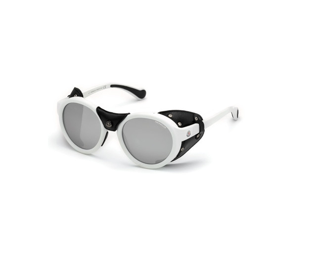 Moncler ML0046 Matt White Grey Mirror ML0046 21C Lunettes de soleil IceOptic