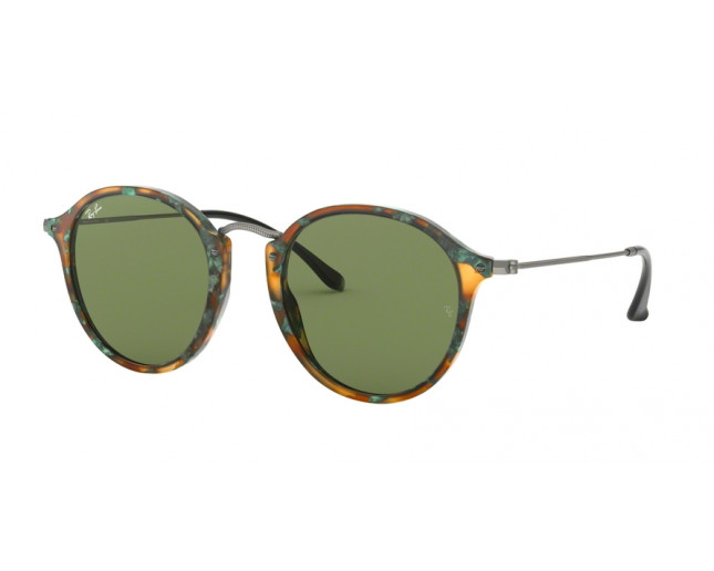 Ray Ban Round Fleck Spotted Black Havana Crytal Green