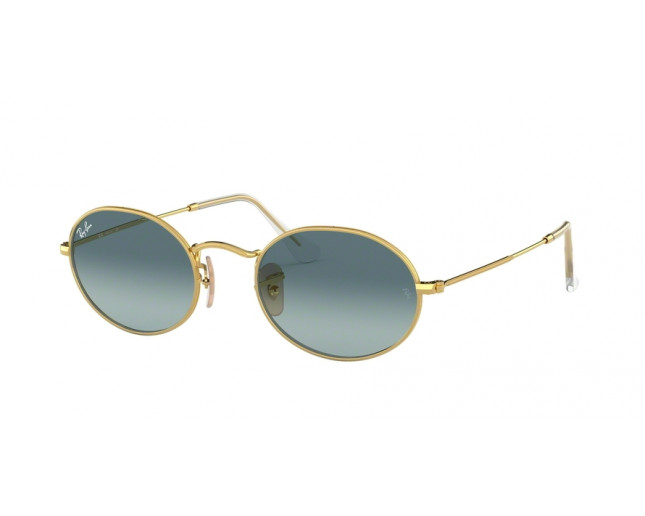 Ray-Ban RB3447 Oval Metal Shiny Gold Blue Gradient