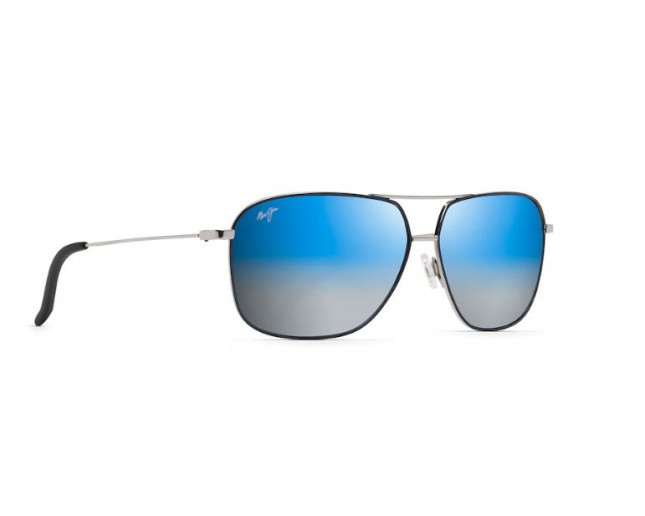 Maui Jim Kami Silver Navy Blue Mirror Blue to Silver