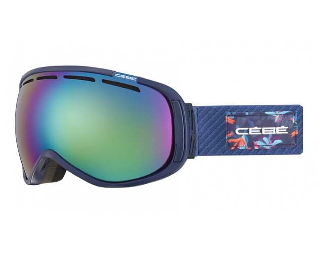 Cébé Masque de Ski Feel'in Dark Blue Floral Brown Flash Blue Cat.3