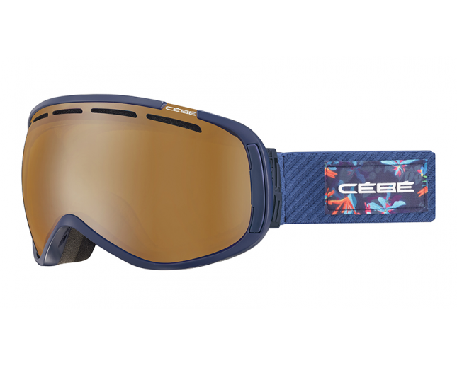 Cébé Masque de Ski Feel'in Dark Blue Floral NXT Vario Perfo Amber Flash Mirror Cat.1-3