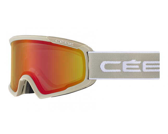 Cébé masque de Ski Fanatic M Matt Taupe White PC Vario Perfo Amber Flash Red Cat.1.3