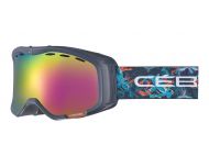 Cébé Masque de Ski Cheeky Over The Glasses Dark Blue Floral Rose Flash Pink Cat.2