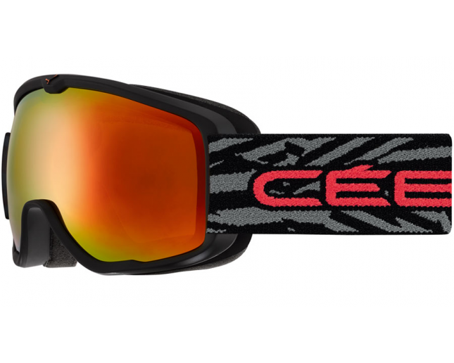 Cébé Masque de ski Enfant ARTIC Mat Black Red Orange Flash Mirror Cat.2