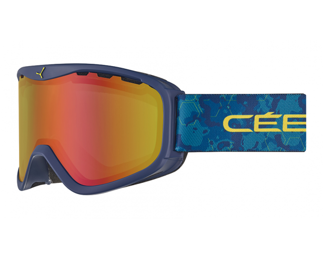 Cébé Masque de Ski Ridge OTG Dark Blue Camo PC Vario Perfo Amber Flash Red Cat.1.3