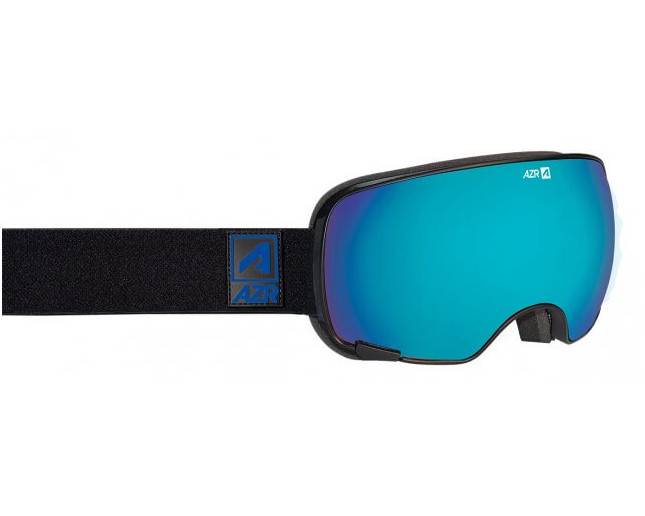 AZR Masque de Ski Fusion OTG Noire Mate 2 écrans Full Bleu Multicouche S3 + Jaune S0