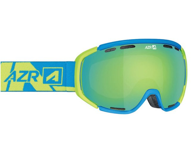 AZR Masque de Ski Liberty Monture Bleue et Lemon Mate Ecran Full Yellow Multicouche