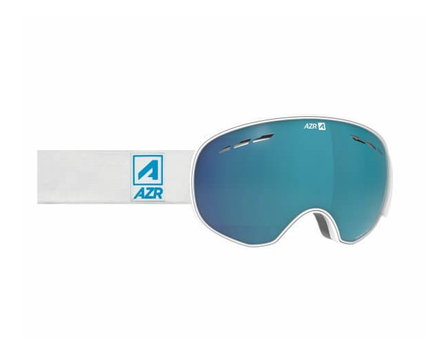 AZR Masque de Ski Magnet Blanc Mat 2 écrans Full Bleu Multicouche S3 + Jaune S0