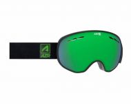 AZR Masque de Ski Magnet Noir Mat 2 écrans Full Vert Multicouche S3 + Jaune S0