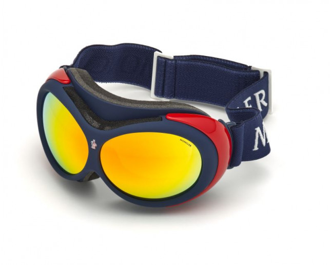 Moncler Masque de Ski ML0130 Matt Blue Red Mirror cat 3 - ML0130