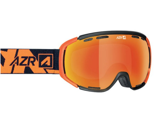 AZR Masque de Ski Liberty Monture Noire Mate Ecran Full Orange Multicouche