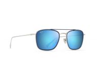 Maui Jim Following Seas Silver Matte Dark Navy Rim Blue Hawaii