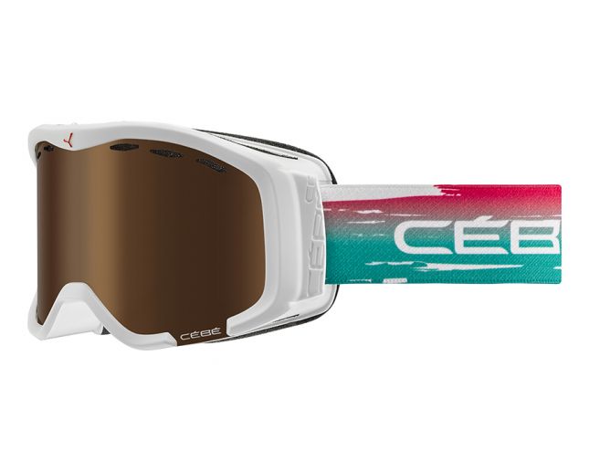 Cébé Masque de Ski Cheeky OTG - Matt White Sunrise - Dark Rose Flash Gold Cat.3