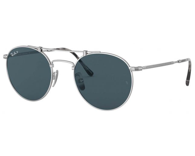 RB8147M Round Double Bridge Titanuim Silver Blue Mirror Polarized