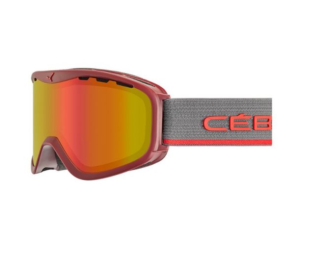 Cébé Masque de Ski Ridge OTG Matt Burgundy PC Vario Perfo Amber Flash Red Cat.1.3