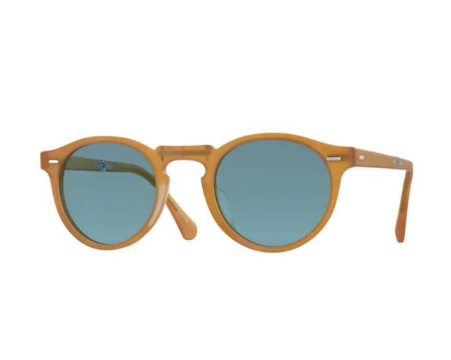 Oliver Peoples Gregory Peck 1962 Folding Semi Matte Amber Tortoise Cobalto