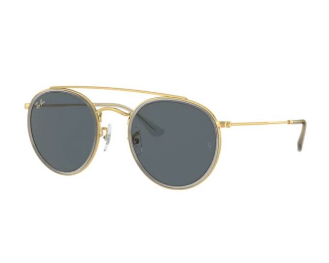 Ray Ban Round Double Bridge RB3647N Legend Gold Blue RB3647N 9210 R5 Sunglasses IceOptic